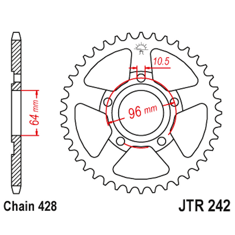 Corona de Acero 53 Dientes JTR242 JT Sprockets JTR242.53