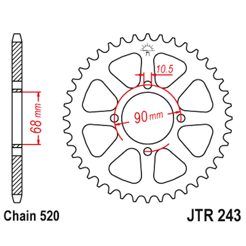 Corona de Acero 42 Dientes JTR243 JT Sprockets JTR243.42