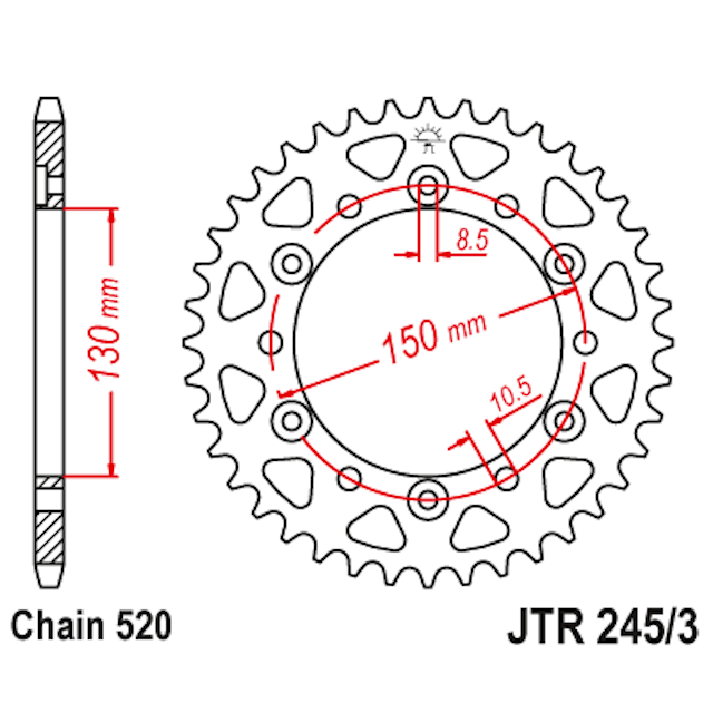 Corona de Acero 42 Dientes JTR245/3 JT Sprockets JTR245/3.42