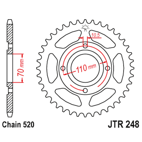 Corona de Acero 44 Dientes JTR248 JT Sprockets JTR248.44