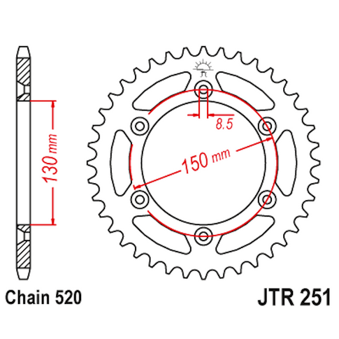 Corona Yamaha YZ / YZF / WRF Z-49 Acero negro antibarro JT Sprockets JTR251.49SC