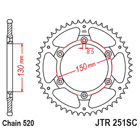 Corona Yamaha YZ / YZF / WRF Z-51 Acero negro antibarro JT Sprockets JTR251.51SC