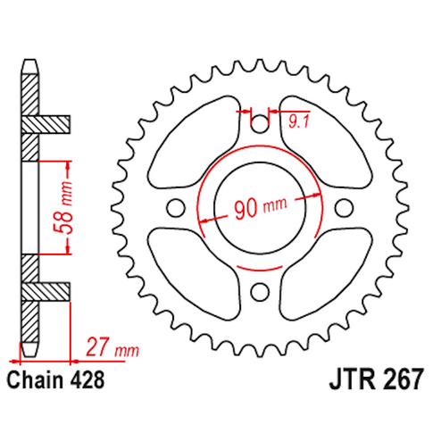 Corona de Acero 39 Dientes JTR267 JT Sprockets JTR267.39