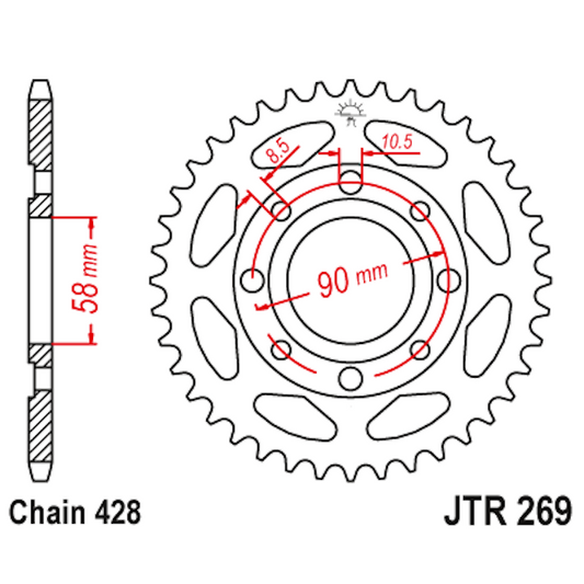 Corona de Acero 38 Dientes JTR269 JT Sprockets JTR269.38