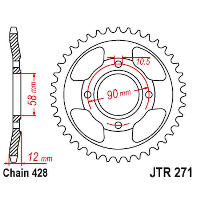 Corona de Acero 50 Dientes JTR271 JT Sprockets JTR271.50