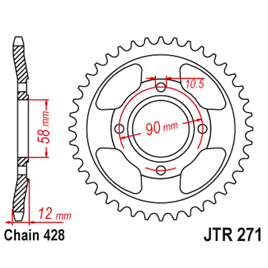 Corona de Acero 50 Dientes JTR271 JT Sprockets JTR271.50