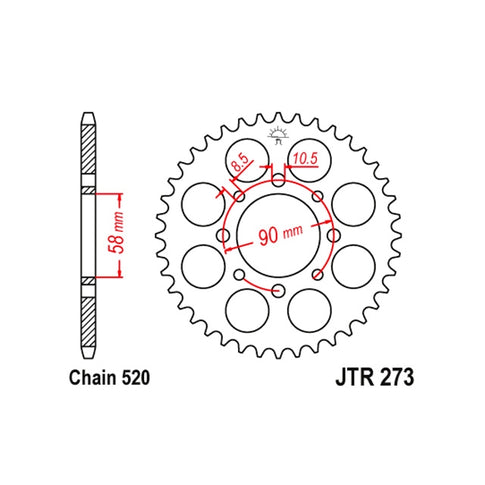Corona KTM 125 Duke 2011-2013 45z Acero JT Sprockets JTR273.45