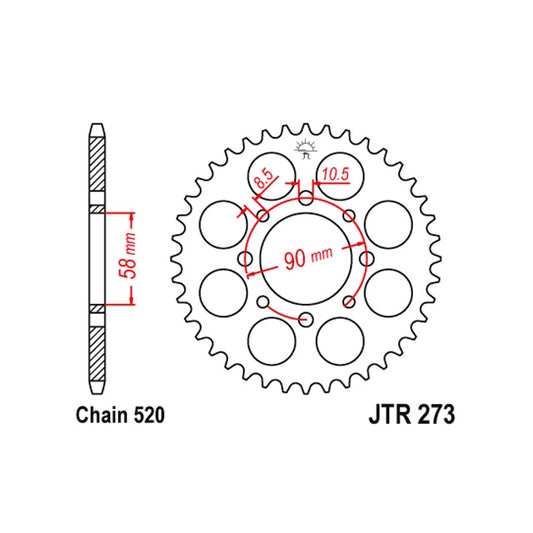 Corona KTM 125 Duke 2011-2013 45z Acero JT Sprockets JTR273.45