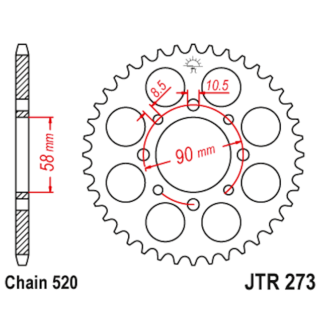 Corona de Acero 44 Dientes JTR273 JT Sprockets JTR273.44
