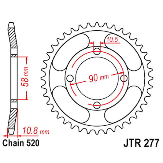 Corona de Acero 41 Dientes JTR277 JT Sprockets JTR277.41