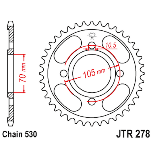 Corona de Acero 38 Dientes JTR278 JT Sprockets JTR278.38