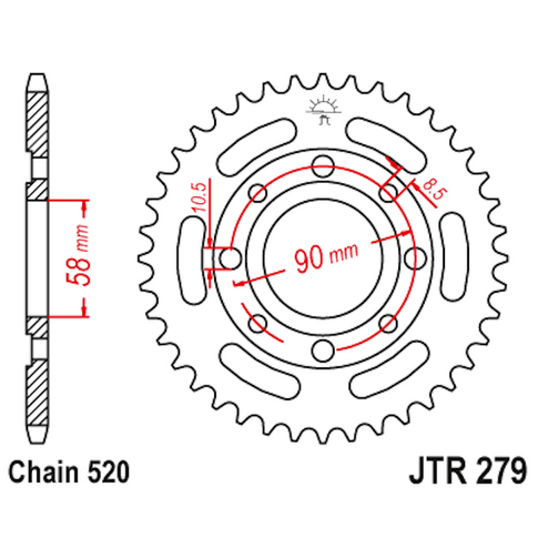 Corona de Acero 40 Dientes JTR279 JT Sprockets JTR279.40