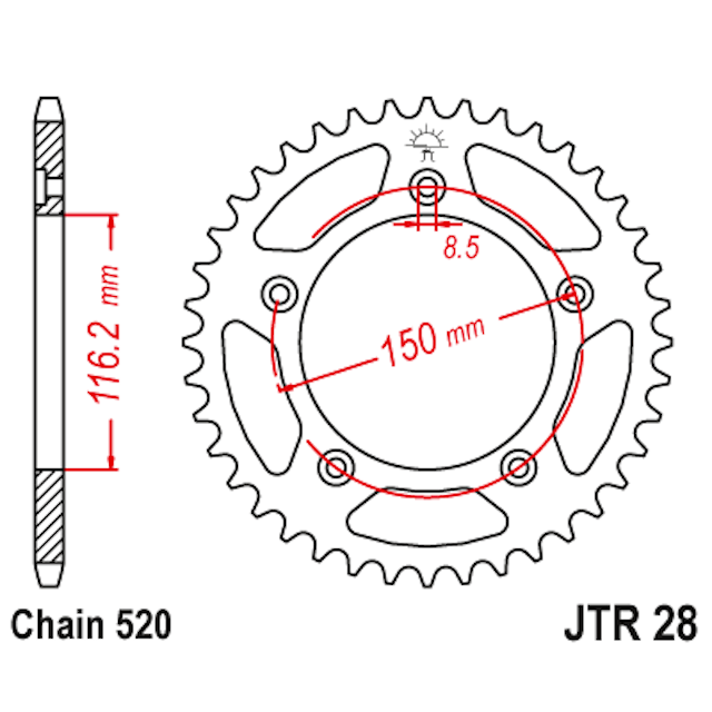 Corona de Acero 42 Dientes JTR28 JT Sprockets JTR28.42