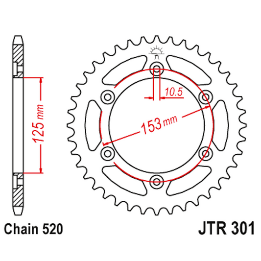 Corona de Acero 45 Dientes JTR301 JT Sprockets JTR301.45