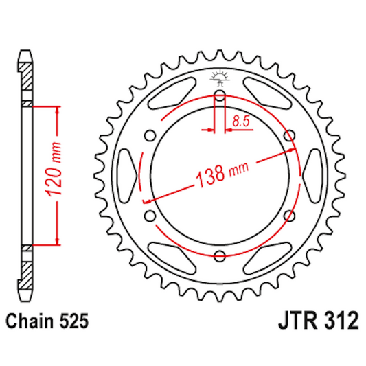 Corona de Acero 38 Dientes JTR312 JT Sprockets JTR312.38
