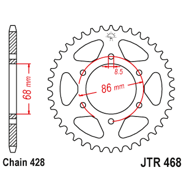Corona de Acero 36 Dientes JTR468 JT Sprockets JTR468.36