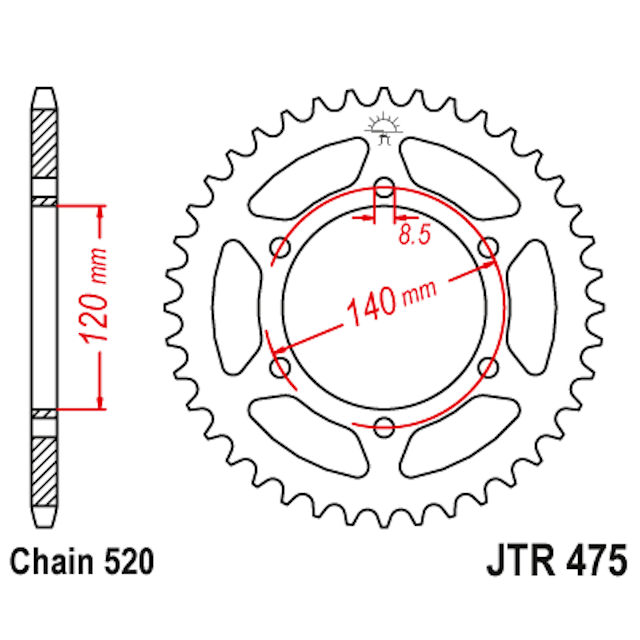 Corona de Acero 42 Dientes JTR475 JT Sprockets JTR475.42