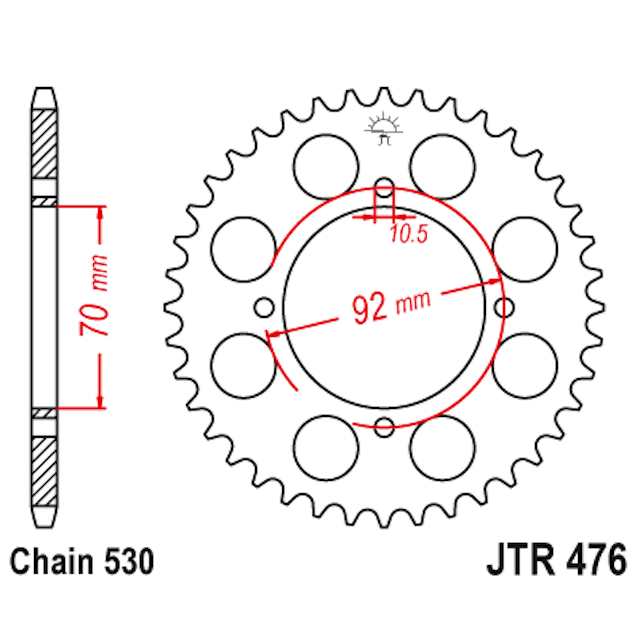 Corona de Acero 40 Dientes JTR476 JT Sprockets JTR476.40