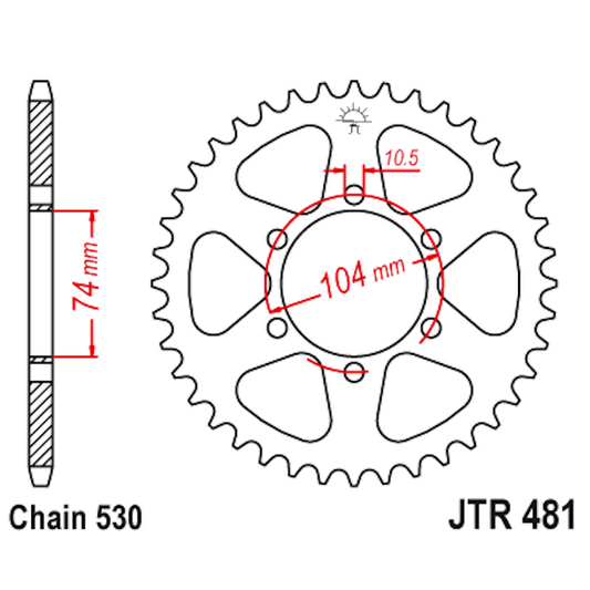 Corona de Acero 45 Dientes JTR481 JT Sprockets JTR481.45