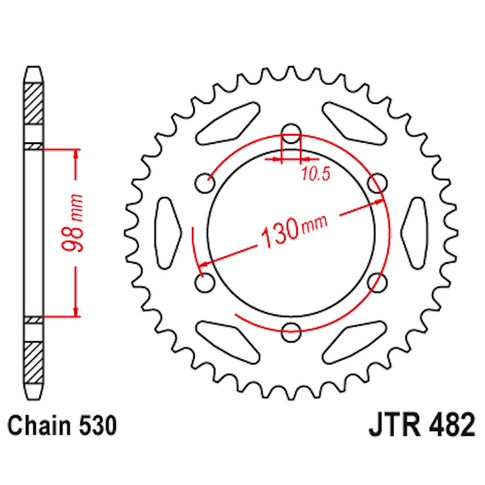 Corona de Acero 47 Dientes JTR482 JT Sprockets JTR482.47