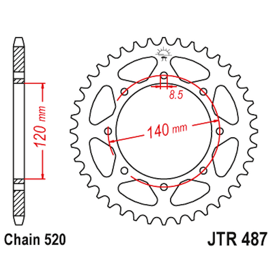 Corona de Acero 38 Dientes JTR487 JT Sprockets JTR487.38