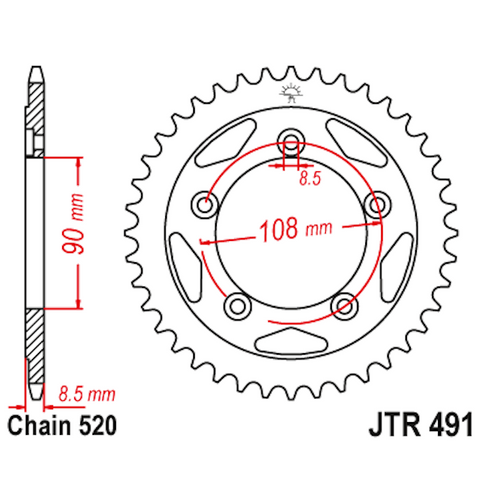Corona de Acero 40 Dientes JTR491 JT Sprockets JTR491.40