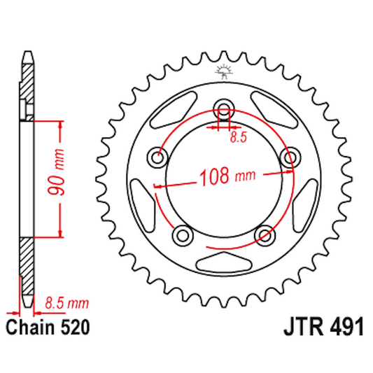 Corona de Acero 40 Dientes JTR491 JT Sprockets JTR491.40