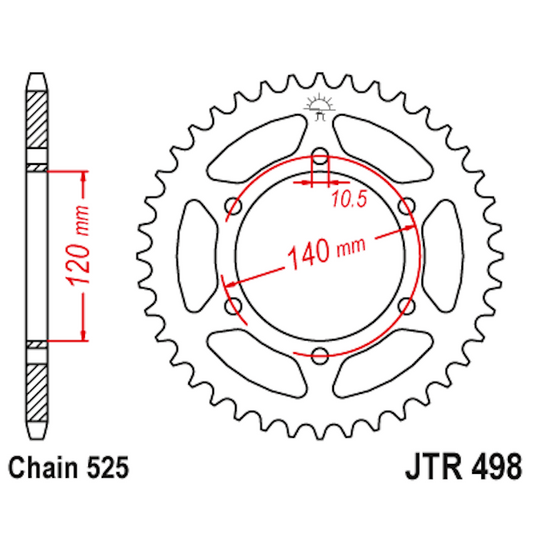 Corona de Acero 39 Dientes JTR498 JT Sprockets JTR498.39