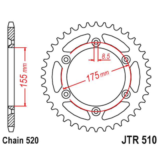Corona de Acero 48 Dientes JTR510 JT Sprockets JTR510.48