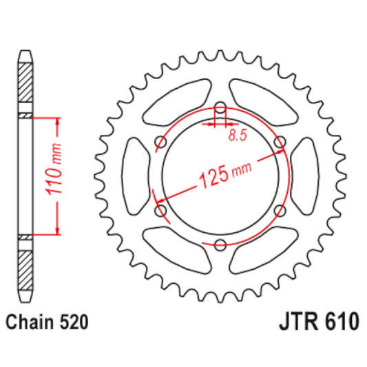 Corona de Acero 51 Dientes JTR610 JT Sprockets JTR610.51