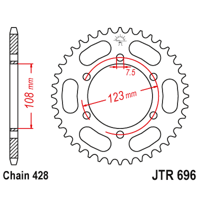 Corona de Acero 43 Dientes JTR696 JT Sprockets JTR696.43