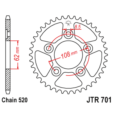 Corona de Acero 42 Dientes JTR701 JT Sprockets JTR701.42