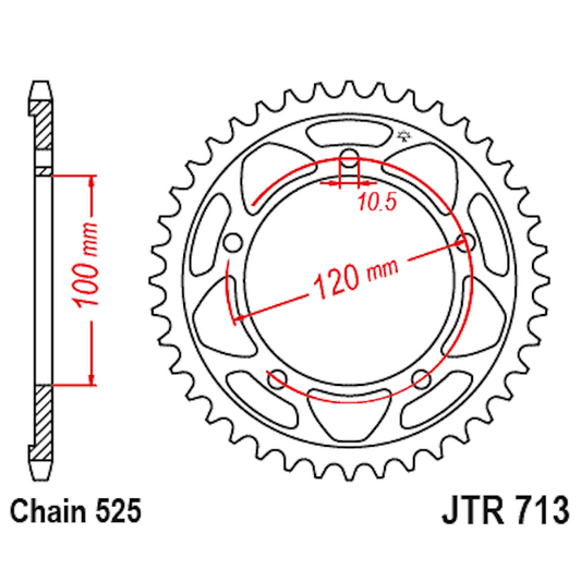 Corona de Acero 42 Dientes JTR713 JT Sprockets JTR713.42