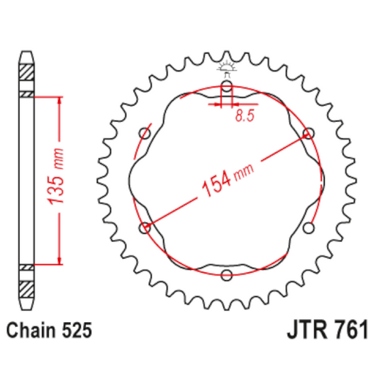 Corona de Acero 38 Dientes JTR761 JT Sprockets JTR761.38