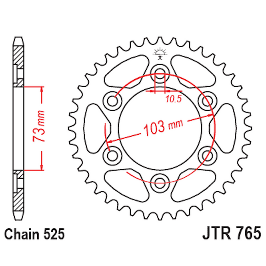Corona de Acero 43 Dientes JTR765 JT Sprockets JTR765.43