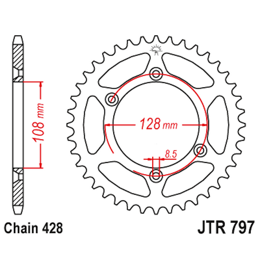 Corona de Acero 51 Dientes JTR797 JT Sprockets JTR797.51