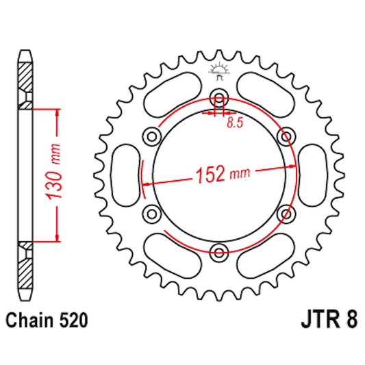 Corona de Acero 51 Dientes JTR8 JT Sprockets JTR8.51