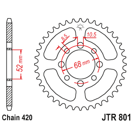 Corona de Acero 51 Dientes JTR801 JT Sprockets JTR801.51