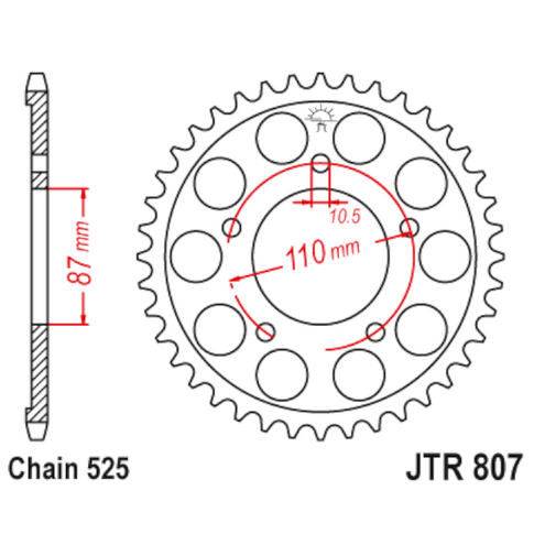 Corona de Acero 45 Dientes Zinc Negro JTR807 JT Sprockets JTR807.45ZBK