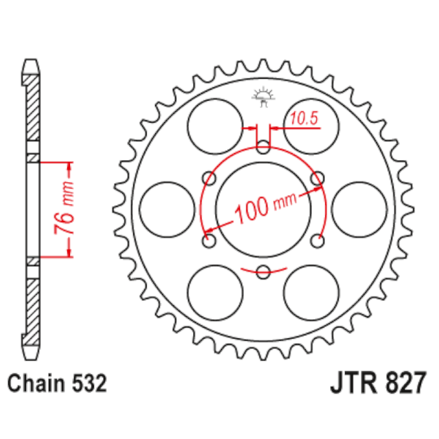 Corona de Acero 42 Dientes JTR827 JT Sprockets JTR827.42