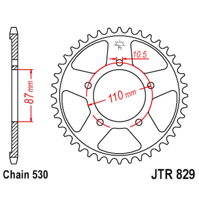 Corona de Acero 44 Dientes JTR829 JT Sprockets JTR829.44