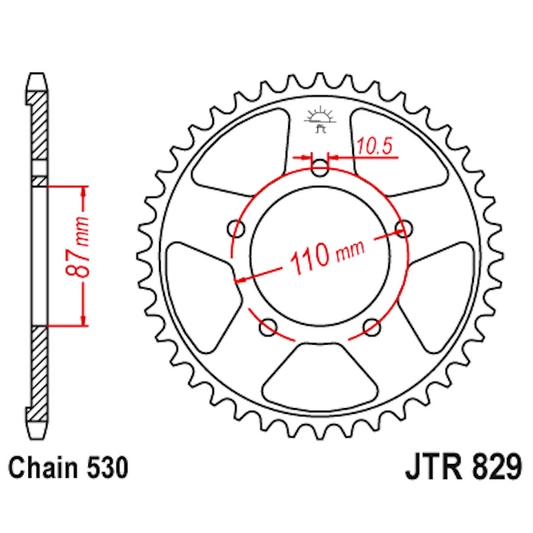 Corona de Acero 44 Dientes JTR829 JT Sprockets JTR829.44