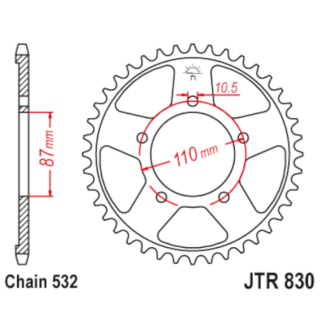 Corona de Acero 46 Dientes JTR830 JT Sprockets JTR830.46