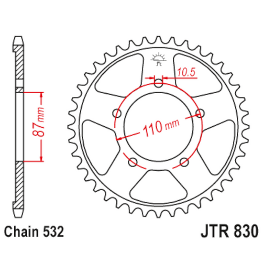 Corona de Acero 46 Dientes JTR830 JT Sprockets JTR830.46