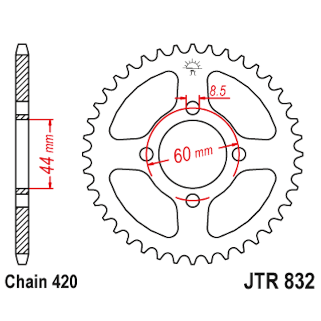 Corona de Acero 45 Dientes JTR832 JT Sprockets JTR832.45