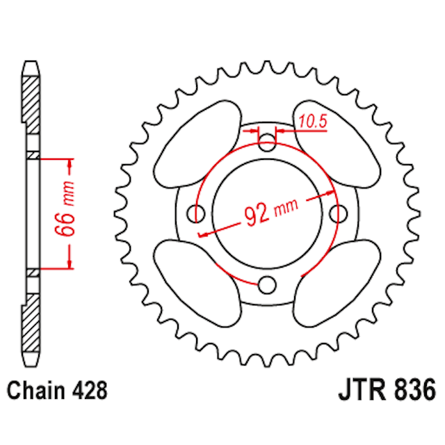 Corona de Acero 36 Dientes JTR836 JT Sprockets JTR836.36