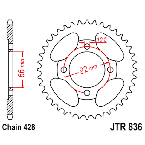 Corona de Acero 36 Dientes JTR836 JT Sprockets JTR836.36