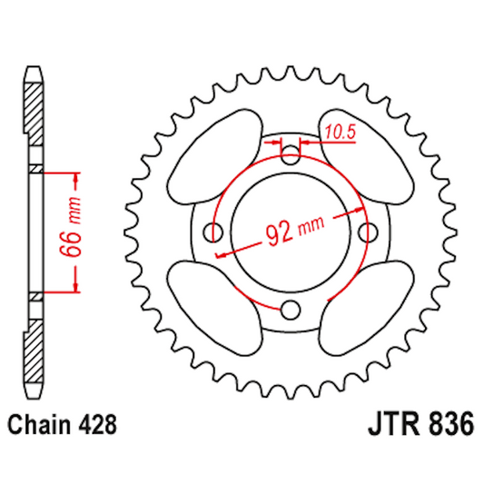 Corona de Acero 36 Dientes JTR836 JT Sprockets JTR836.36