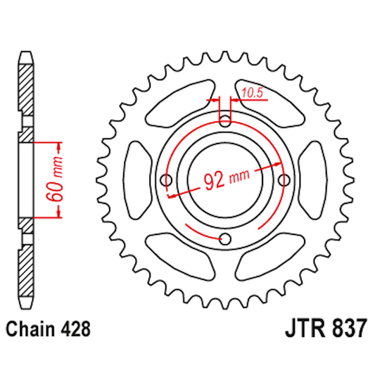 Corona de Acero 39 Dientes JTR837 JT Sprockets JTR837.39