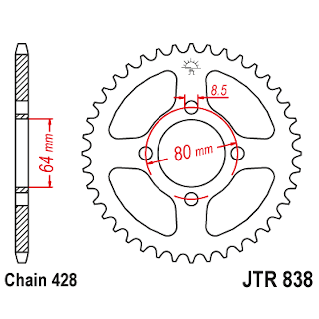 Corona de Acero 38 Dientes JTR838 JT Sprockets JTR838.38